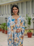 Jyoti Fashion Women's Multicolor Chinon Digital Print with Mirror Saree with Blouse | Grocsy
