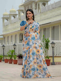 Jyoti Fashion Women's Multicolor Chinon Digital Print with Mirror Saree with Blouse | Grocsy