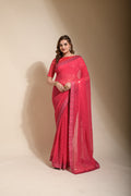Jyoti Fashion Women's Pink Sequence Embroidery Georgette Saree with Blouse | Grocsy