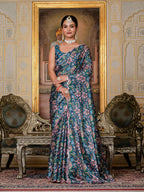 Jyoti Fashion Women's Morpich Chinon Digital Print with Mirror Saree with Blouse | Grocsy