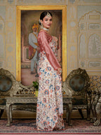 Jyoti Fashion Women's Multicolor Chinon Digital Print with Mirror Saree with Blouse | Grocsy