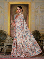 Jyoti Fashion Women's Multicolor Chinon Digital Print with Mirror Saree with Blouse | Grocsy