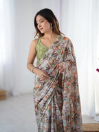 Jyoti Fashion Women's Multicolor Chinon Digital Printed Designer Saree with Blouse | Grocsy