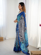 Jyoti Fashion Women's Multicolor Chinon Digital Printed Designer Saree with Blouse | Grocsy