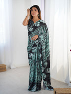 Jyoti Fashion Women's Sea Green Chinon Digital Printed Designer Saree with Blouse | Grocsy