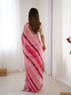 Jyoti Fashion Women's Pink Chinon Leriya Zari Printed Designer Saree with Blouse | Grocsy