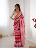 Jyoti Fashion Women's Pink Chinon Leriya Zari Printed Designer Saree with Blouse | Grocsy