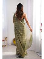 Jyoti Fashion Women's Mehendi Box Chiffon Moti Lace Border Designer Saree with Blouse | Grocsy