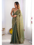 Jyoti Fashion Women's Mehendi Box Chiffon Moti Lace Border Designer Saree with Blouse | Grocsy
