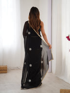 Jyoti Fashion Women's Black Soft Fendy Embroidered Designer Saree with Blouse | Grocsy