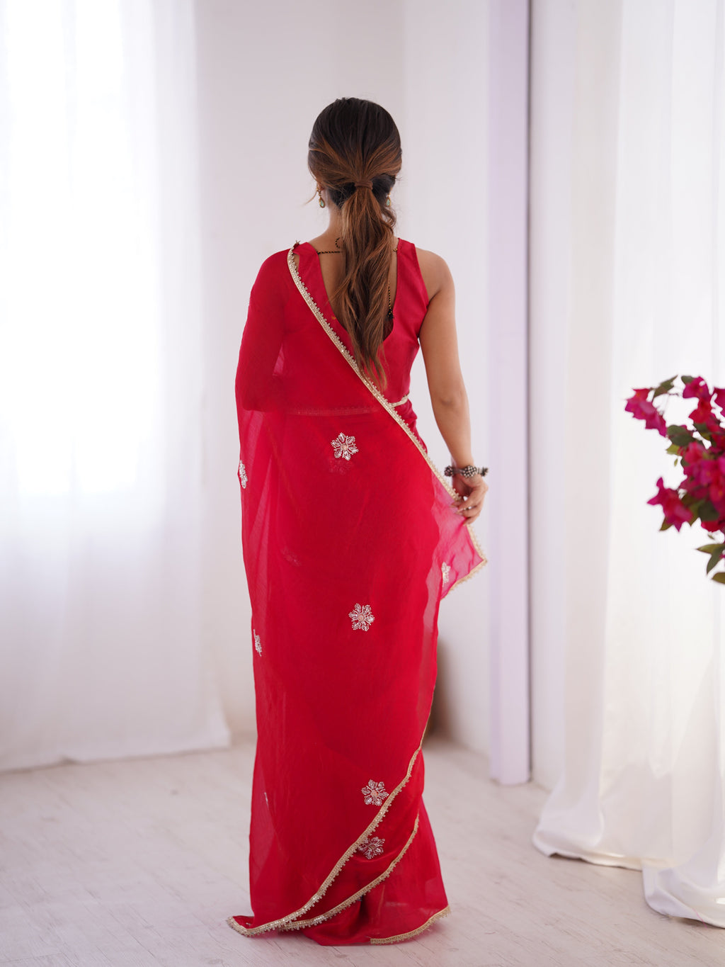 Jyoti Fashion Women's Pink Soft Fendy Embroidered Designer Saree with Blouse | Grocsy