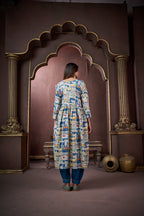 Jyoti Fashion Women's Navy Blue Rayon Floral Print with Handwork Designer Kurta Set with Dupatta | Grocsy