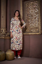 Jyoti Fashion Women's Maroon Rayon Floral Print with Handwork Designer Kurta Set with Dupatta | Grocsy