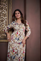 Jyoti Fashion Women's Maroon Rayon Floral Print with Handwork Designer Kurta Set with Dupatta | Grocsy