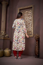 Jyoti Fashion Women's Maroon Rayon Floral Print with Handwork Designer Kurta Set with Dupatta | Grocsy