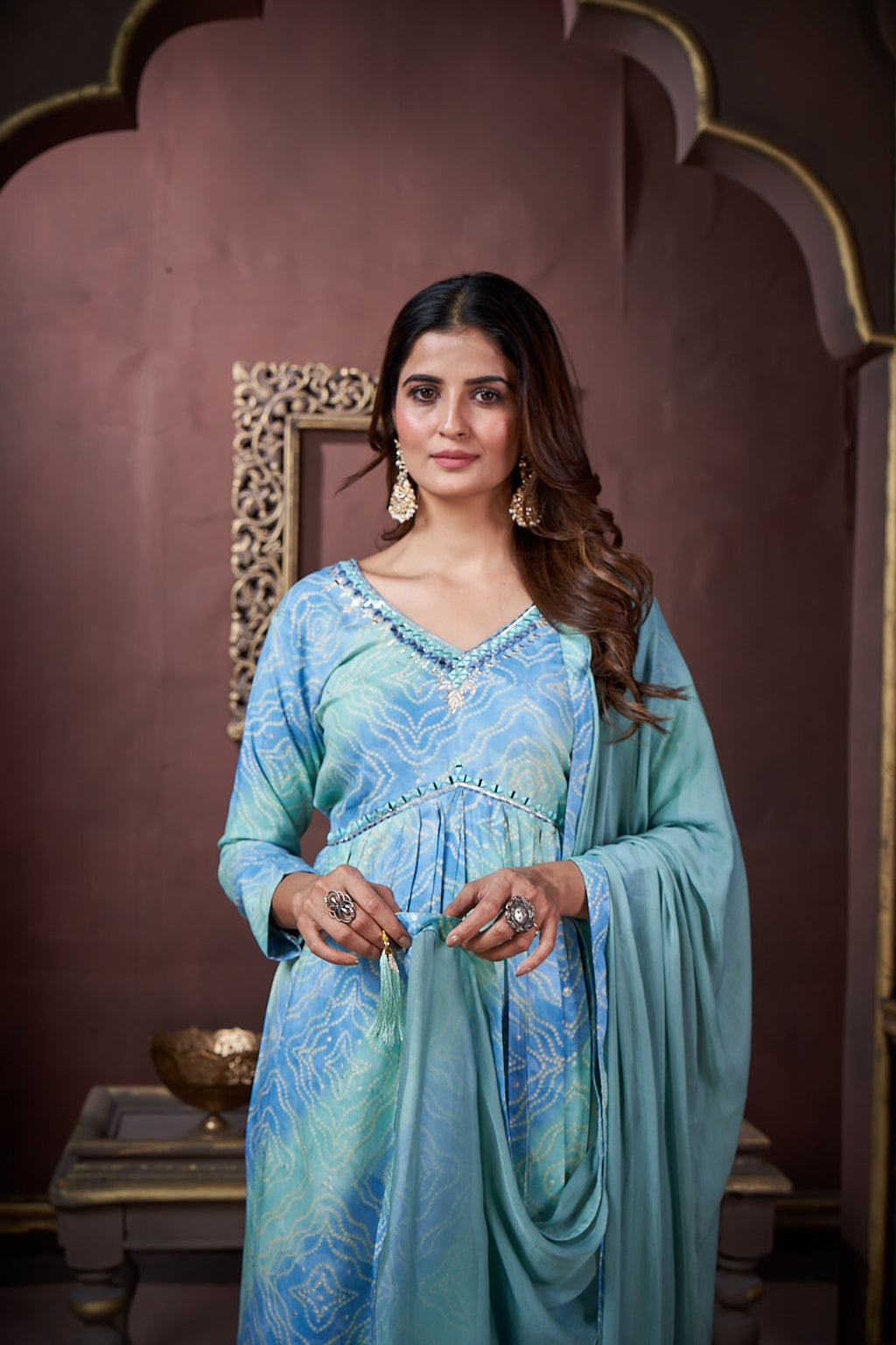 Jyoti Fashion Women's Sky Blue Rayon Floral Print with Handwork Designer Kurta Set with Dupatta | Grocsy