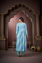 Jyoti Fashion Women's Sky Blue Rayon Floral Print with Handwork Designer Kurta Set with Dupatta | Grocsy
