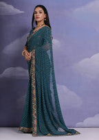 Jyoti Fashion Women's Morpich Coding Sequence Georgette Saree with Blouse | Grocsy