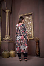 Jyoti Fashion Women's Black Rayon Floral Print with Handwork Designer Kurta Set with Dupatta | Grocsy