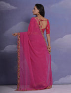 Jyoti Fashion Women's Rani Pink Coding Sequence Georgette Saree with Blouse | Grocsy
