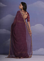 Jyoti Fashion Women's Wine Coding Sequence Georgette Saree with Blouse | Grocsy