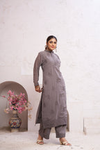 Jyoti Fashion Women's Grey Faux Georgette Embroidered Designer Kurta with Bottom | Grocsy