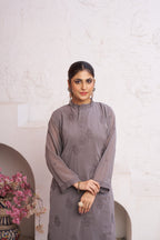 Jyoti Fashion Women's Grey Faux Georgette Embroidered Designer Kurta with Bottom | Grocsy