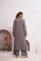 Jyoti Fashion Women's Grey Faux Georgette Embroidered Designer Kurta with Bottom | Grocsy