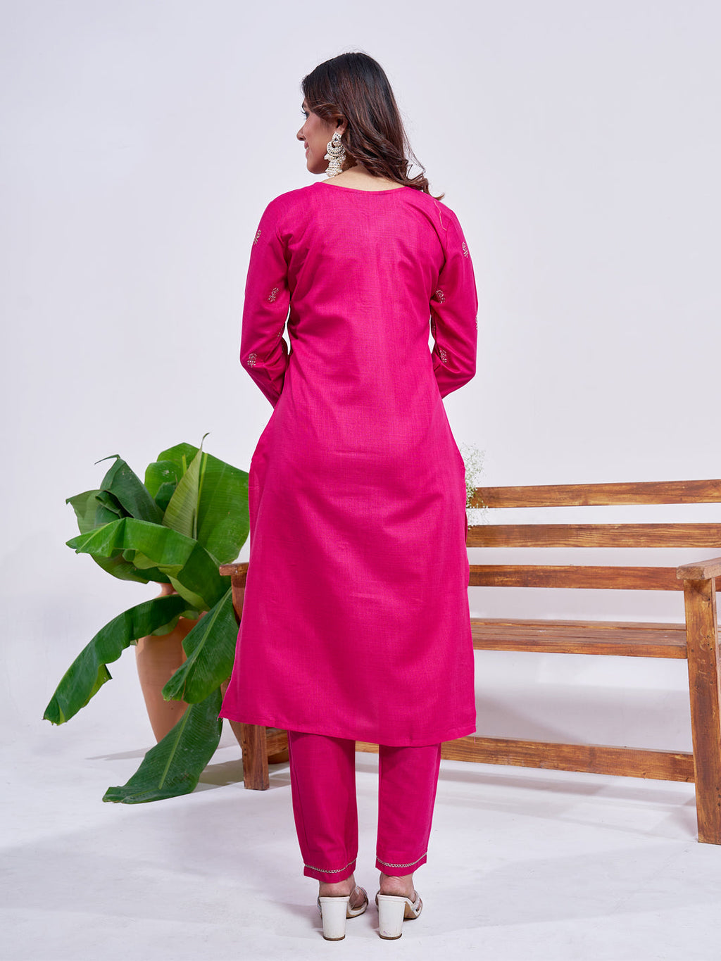 Jyoti Fashion Women's Rani Pink Rayon Embroidered Designer Kurta Set with Dupatta | Grocsy