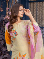 Jyoti Fashion Women's Cream Cotton Blend Printed Designer Kurta Set with Dupatta | Grocsy