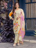 Jyoti Fashion Women's Cream Cotton Blend Printed Designer Kurta Set with Dupatta | Grocsy