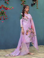Jyoti Fashion Women's Lavender Cotton Blend Printed Designer Kurta Set with Dupatta | Grocsy