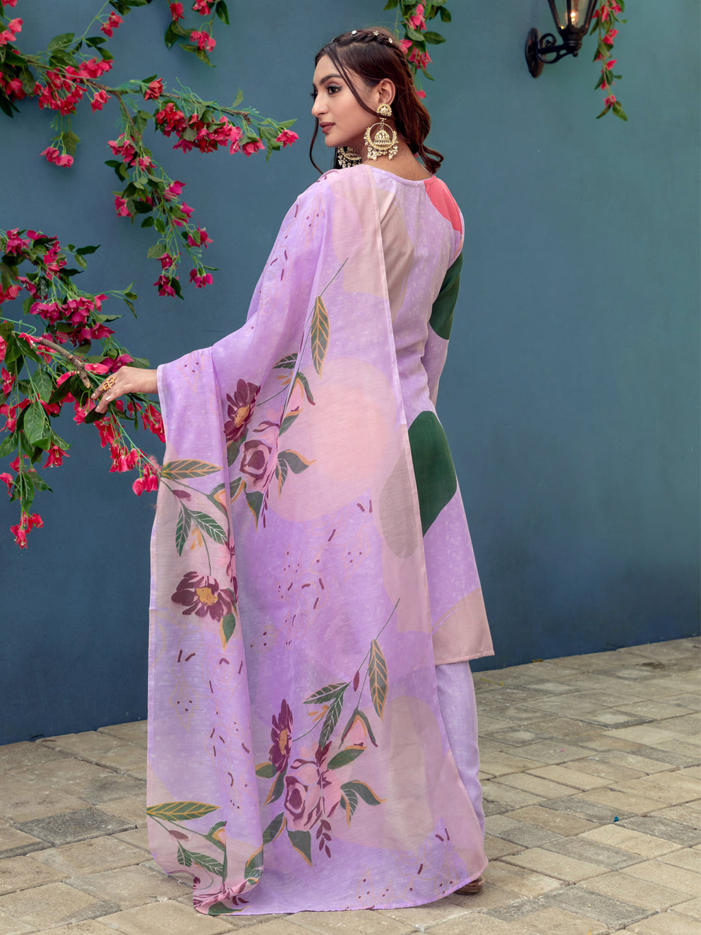 Jyoti Fashion Women's Lavender Cotton Blend Printed Designer Kurta Set with Dupatta | Grocsy