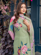 Jyoti Fashion Women's Mehendi Cotton Blend Printed Designer Kurta Set with Dupatta | Grocsy