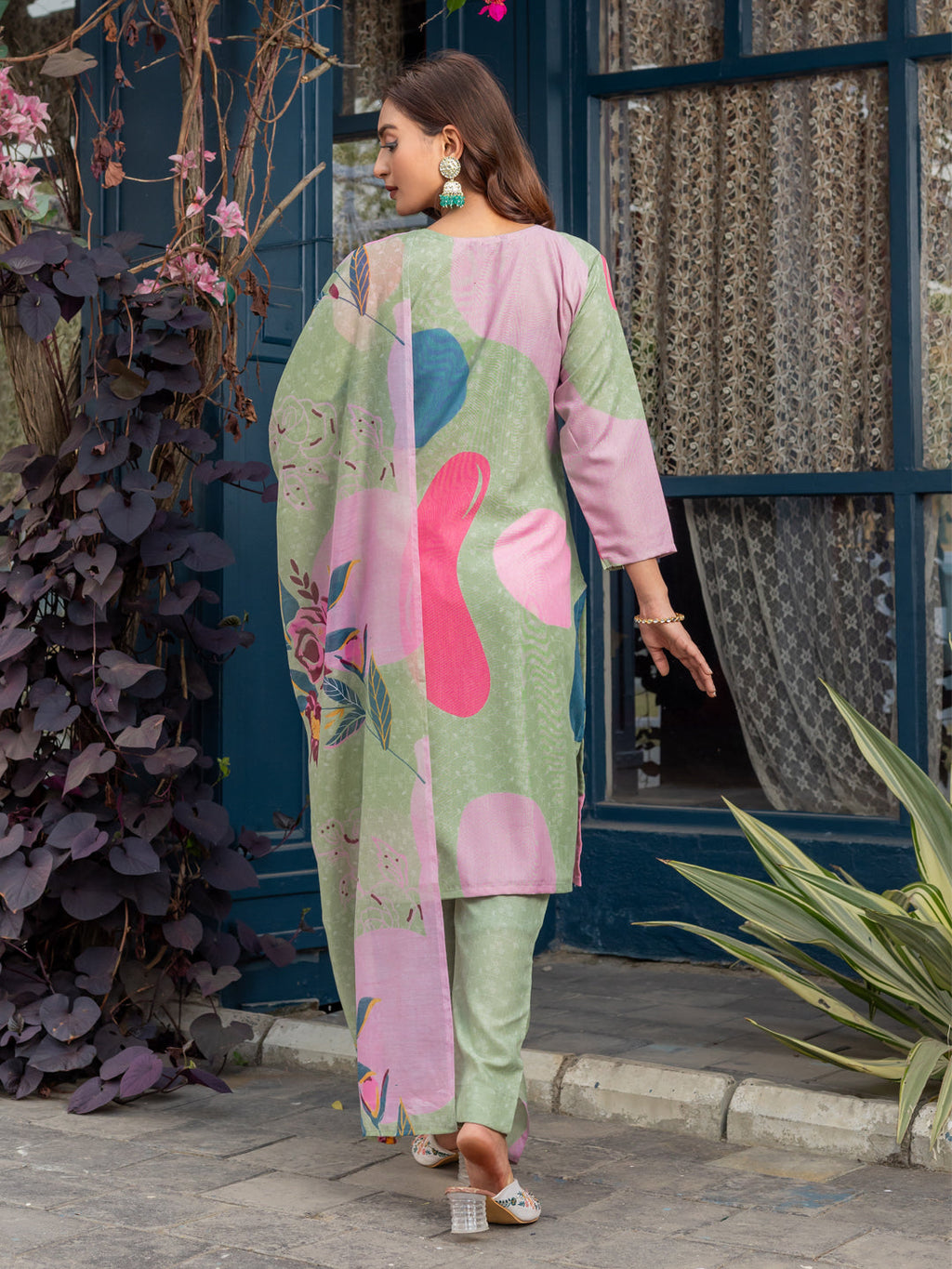 Jyoti Fashion Women's Mehendi Cotton Blend Printed Designer Kurta Set with Dupatta | Grocsy