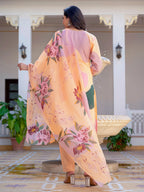 Jyoti Fashion Women's Orange Cotton Blend Printed Designer Kurta Set with Dupatta | Grocsy
