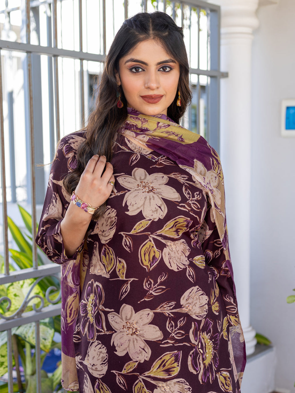 Jyoti Fashion Women's Purple Cotton Blend Printed Designer Kurta Set with Dupatta | Grocsy