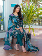 Jyoti Fashion Women's Rama Cotton Blend Printed Designer Kurta Set with Dupatta | Grocsy