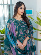 Jyoti Fashion Women's Rama Cotton Blend Printed Designer Kurta Set with Dupatta | Grocsy