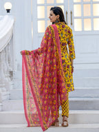 Jyoti Fashion Women's Yellow Rayon Print with Thread Designer Kurta Set with Dupatta | Grocsy