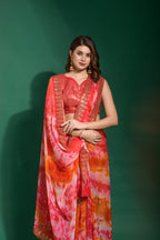Jyoti Fashion Women's Gajri Sequence Embroidery Chiffon Saree with Blouse | Grocsy