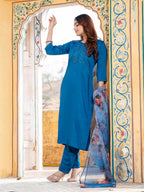 Jyoti Fashion Women's Morpich Silk Handwork Designer Kurta Set with Dupatta | Grocsy