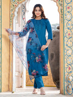 Jyoti Fashion Women's Morpich Silk Handwork Designer Kurta Set with Dupatta | Grocsy