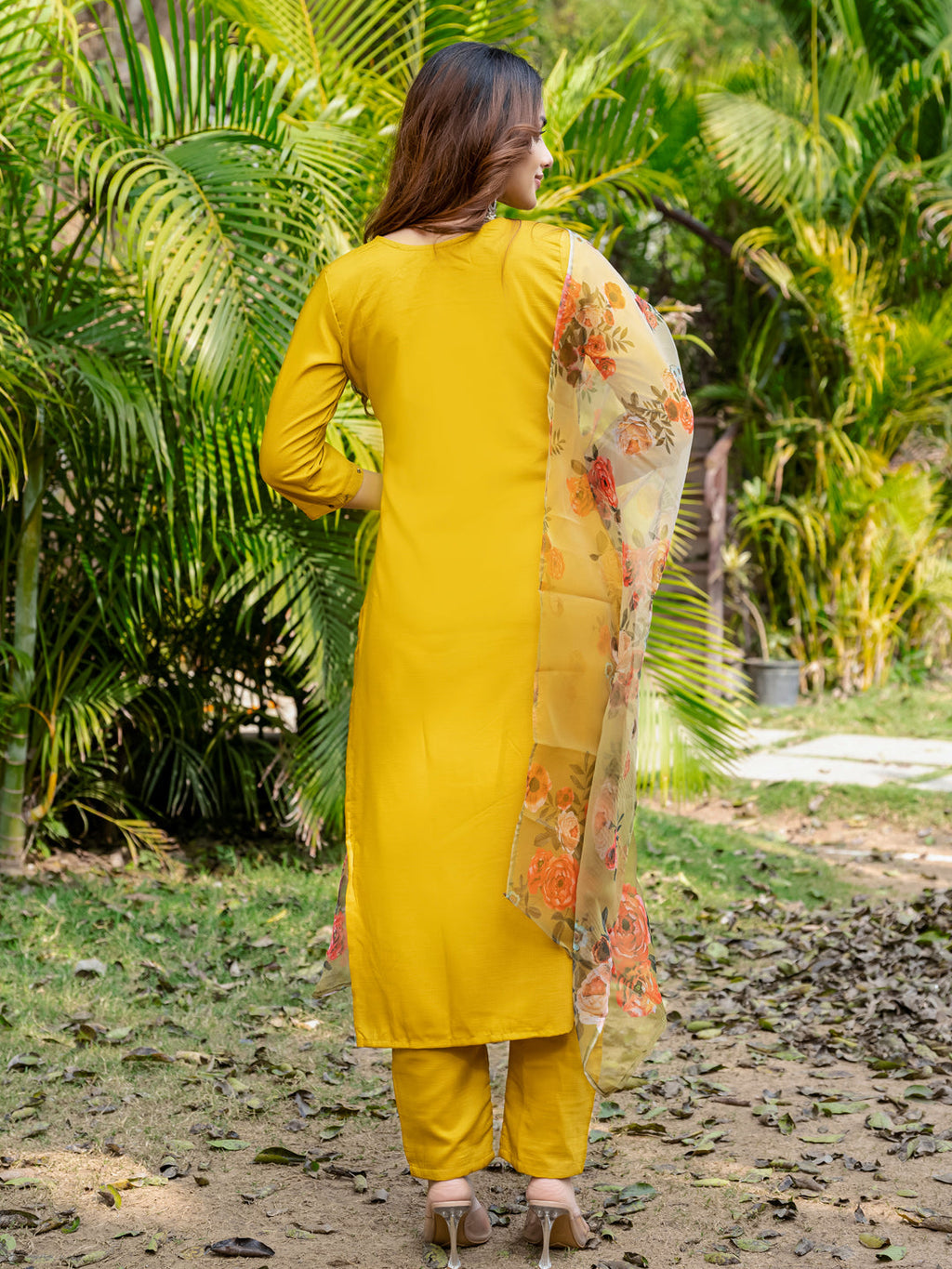 Jyoti Fashion Women's Yellow Silk Handwork Designer Kurta Set with Dupatta | Grocsy