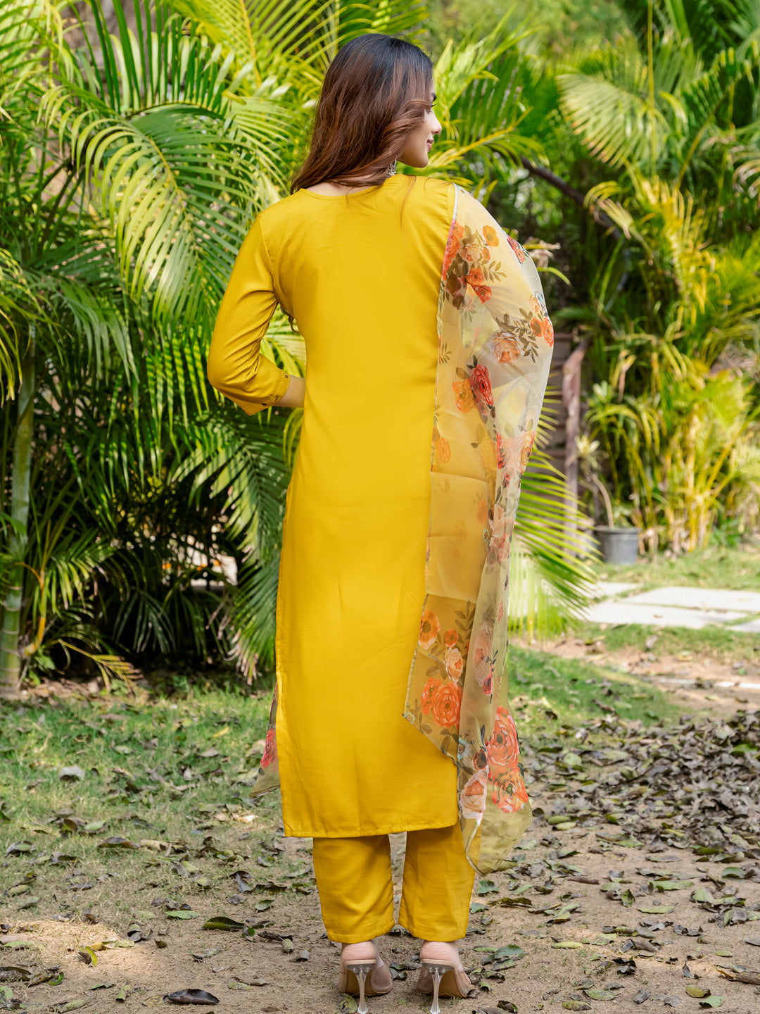 Jyoti Fashion Women's Yellow Silk Handwork Designer Kurta Set with Dupatta | Grocsy