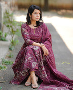 Jyoti Fashion Women's Maroon Rayon Printed Designer Kurta Set with Dupatta | Grocsy