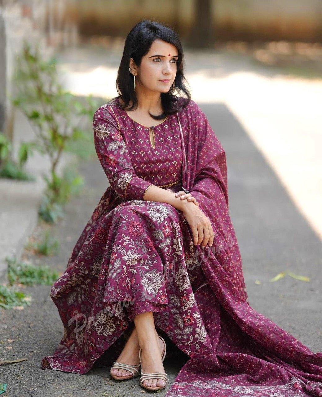 Jyoti Fashion Women's Maroon Rayon Printed Designer Kurta Set with Dupatta | Grocsy