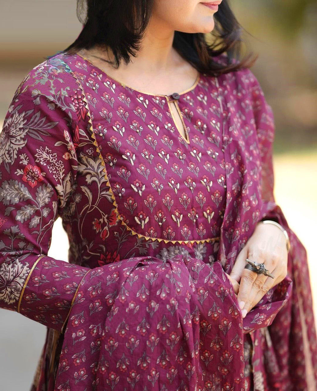 Jyoti Fashion Women's Maroon Rayon Printed Designer Kurta Set with Dupatta | Grocsy