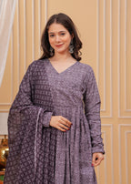 Jyoti Fashion Women's Wine Rayon Printed Designer Kurta Set with Dupatta | Grocsy