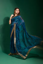 Jyoti Fashion Women's Morpich Sequence Embroidery Chiffon Saree with Blouse | Grocsy